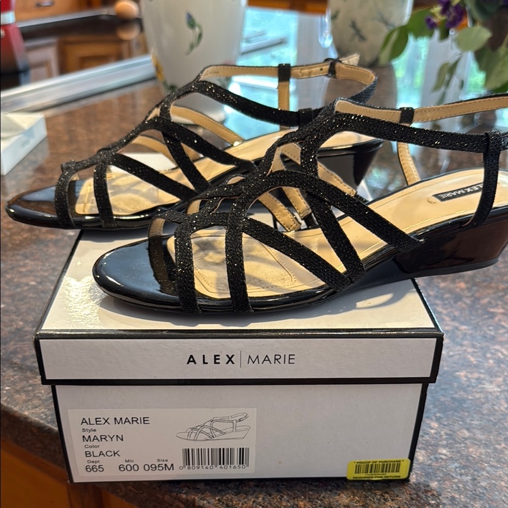 Alex Marie Black Strappy Sandals with Ankle Buckle - Picture 2 of 3